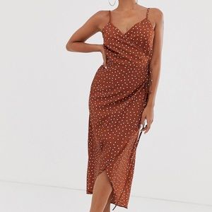 ASOS DESIGN Petite / size 0 cami wrap maxi dress in polka dot
